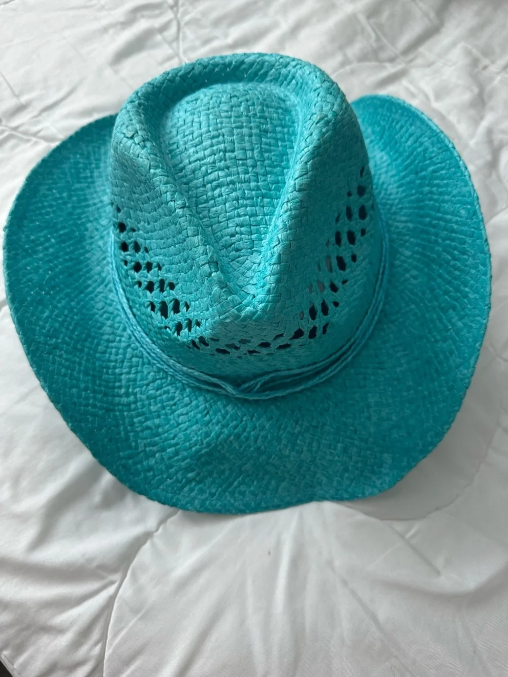 Straw Cowboy Hat - Blue